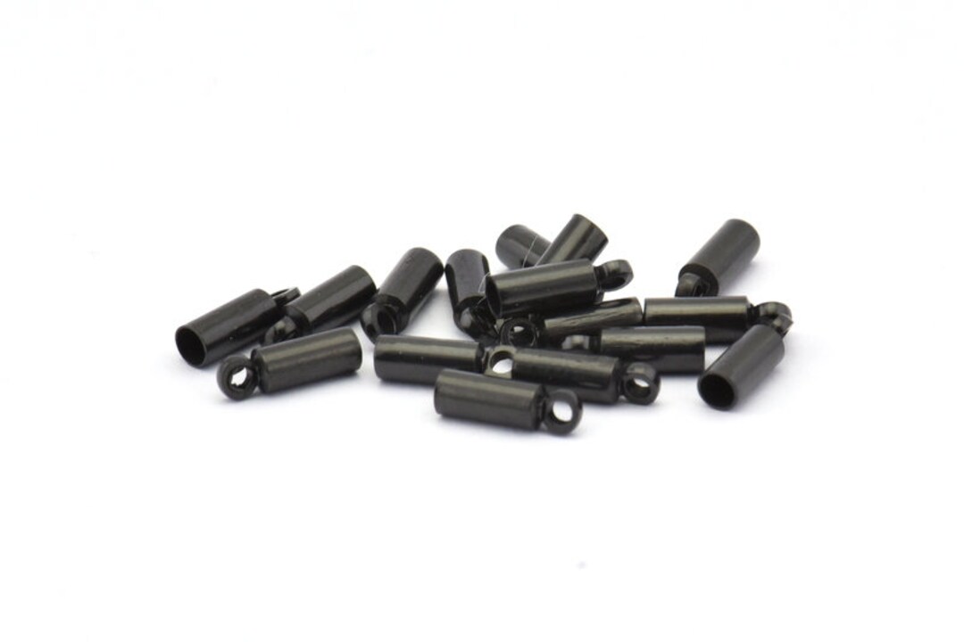 Chain End Thread Black Chain End, 24 Oxidized Brass Black Barrel End With Loop (8x2.5mm ...
