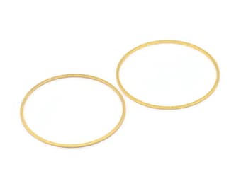 Gold Circle Connector, 6 Gold Plated Brass Circle Connectors (45x1x1mm) Bs 1084 Q0643