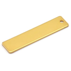 Rectangle Necklace Bar, 6 Gold Plated Brass Stamping Pendant With 1 Hole, Blanks (35x8x0.80mm) A0814 Q0350