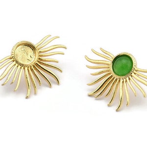 Gouden zonoorbel, 2 vergulde messing Sunshine-oorknopjes - padgrootte 8 mm N0802 Q0805