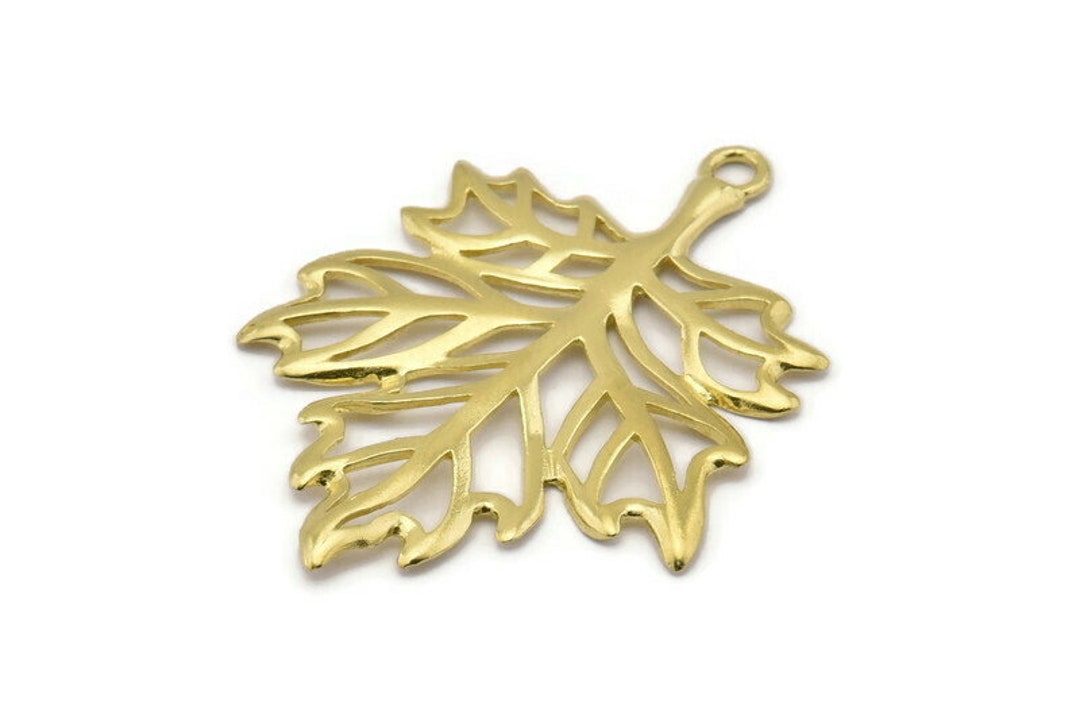 Brass Sycamore Pendant, 2 Raw Brass Leaf Charms (44x33mm) N0428 - Etsy
