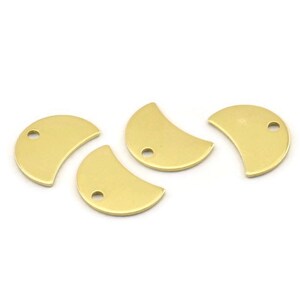 Brass Moon Charm, 12 Raw Brass Crescent Moon Charms With 1 Hole, Blanks (13x8x0.70mm) M798