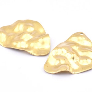 Brass Irregular Charm, 12 Raw Brass Irregular Shaped Charms With 1 Hole, Earrings, Pendants, Findings (30x22x0.80mm) D0691