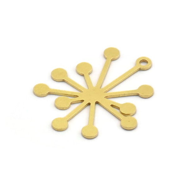 Brass Virus Charm, 12 Raw Brass Virus Shaped Charms With 1 Loop, Earring Charms (27x22.5x0.60mm) A4903