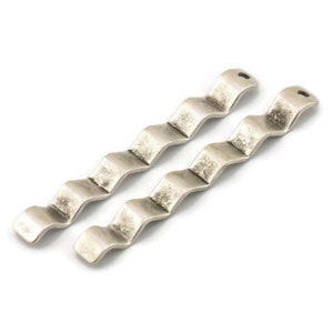 Silver Zig Zag Charm, 6 Antique Silver Plated Brass Zig Zag Shape Charms With 1 Hole, Pendants, Earrings (46x5x0.80mm) B0322