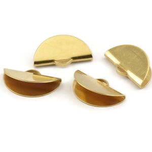 Brass Ribbon Crimp, 24 Raw Brass Ribbon Crimp Ends With 1 Loop, Findings (20x11mm) A1535