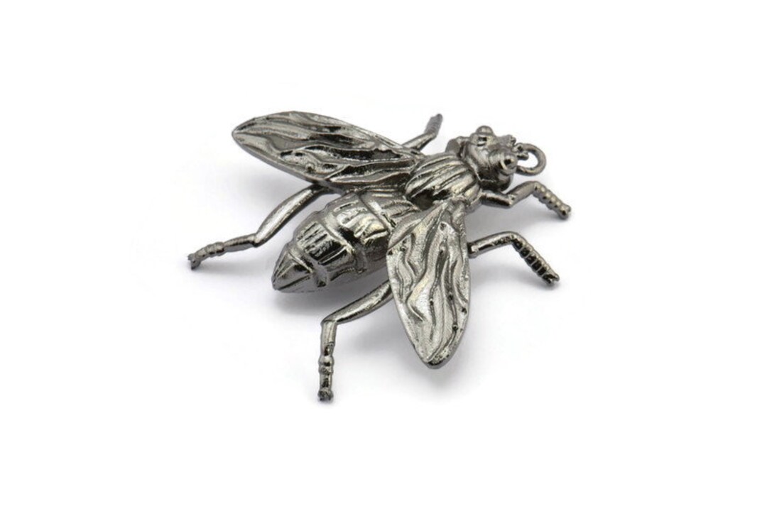 Flying Insect Pendent Huge Bug Pendant, 1 Black Plated Bug Fly Insect Charm Pendant (43x41mm ...