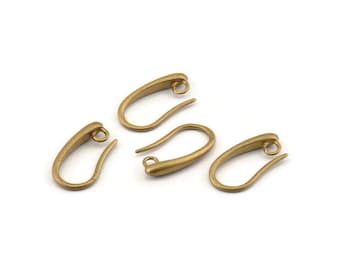Brass Ear Hooks, Ear Wires, 12 Raw Brass Earring Wires, Earring Hooks (15x8mm) BS 1706