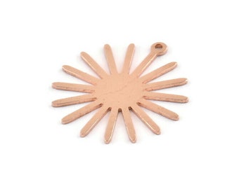 Copper Sun Charm, 12 Raw Copper Sun Charms With 1 Loop (27x0.80mm) M01674