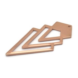 Rose Gold Triangle Charm, 2 Rose Gold Plated Brass Diamond Charms With 1 Hole (46x22x1mm) M01176