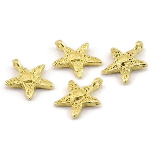 Brass Star Charm, Raw Brass Star Charms With 1 Loop, Bracelet Charms (13x11x2.5mm) N2444