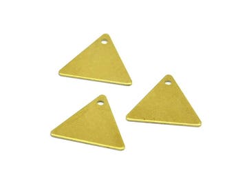 50 Raw Brass Triangle Charms With 1 Holes (12x14mm) A0013