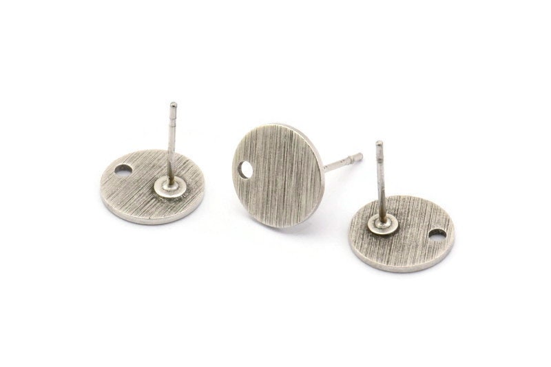 Silver Circle Earring, 8 Textured Antique Silver Plated