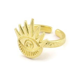Brass Eye Ring, Raw Brass Eye Rings, Adjustable Rings, Evil Eye Rings - N2518