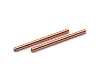Copper Tube Beads - 50 Raw Copper Tube Beads (2x30mm) D0365