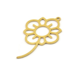 Brass Flower Charm, Raw Brass Flower Charms, Brass Earring Charms, Brass Charms for Jewelry Making (33x20x0.60mm) SMP1388