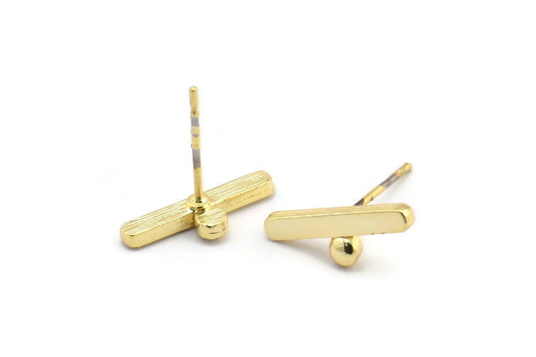 Gold Earring Studs, 10 Gold Plated Brass Earring, Geometric