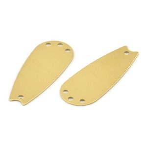 Brass Drop Charm, 24 Raw Brass Drop Connectors With 4 Holes, Earring Charms, Findings (28x12x0.50mm) A1387