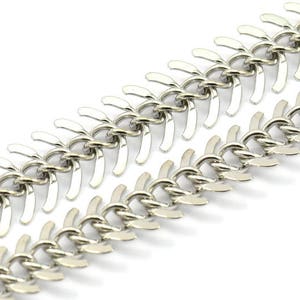 Fish Bone Chain, 2 Meters Silver Tone Brass Fish Bone Chain (9mm ) Z143