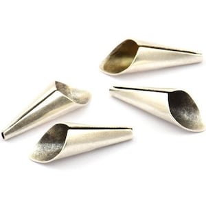 Cone Bead Caps, 12 Antique Silver Plated Brass Cone Bead Caps Findings (21x7mm) D0059 H0566
