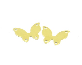 Brass Butterfly Connector, 50 Raw Brass Butterfly Connectors With 4 Holes, Charms, Earrings (15x12x0.40mm) B0299