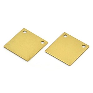 Raw Brass Square, 20 Raw Brass Square Blanks With 2 Holes 13x0.50mm D0302 画像 2