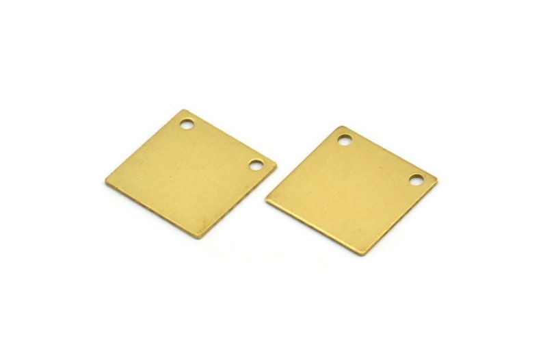 Raw Brass Square, 20 Raw Brass Square Blanks With 2 Holes 13x0.50mm D0302 画像 2