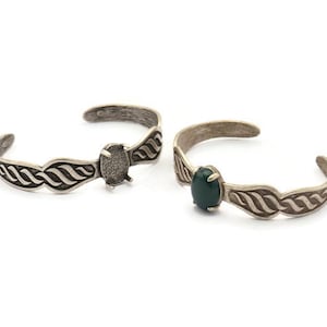 Silver Geometric Cuff, Antique Silver Plated Brass Geometric Cuff Stone Setting With 1 Pad -  Pad Size 15x11mm N1676 H0577