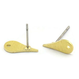 Brass Drop Earring, 12 Textured Raw Brass Drop Shaped Stud Earrings With 1 Hole (12x6x0.80mm) M03282 A2621