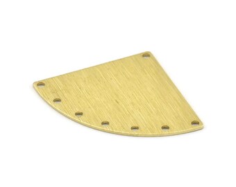 Brass Triangle Charm, 6 Textured Raw Brass Fan Charms With 8 Holes, Stamping Blanks, Findings (40x27x0.80mm) M299