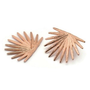 Roségouden zonoorbellen, 2 roségouden vergulde messing zonneschijnoorbellen (38 x 28 mm) N0706 Q0802