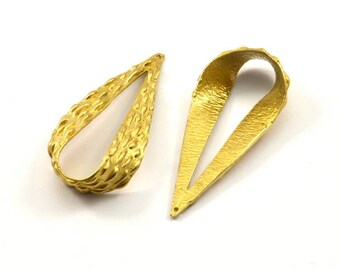 Dije de gota texturizado de latón crudo con 1 agujero, accesorios para pendientes (47 x 21 x 9 x 1 mm) N0198