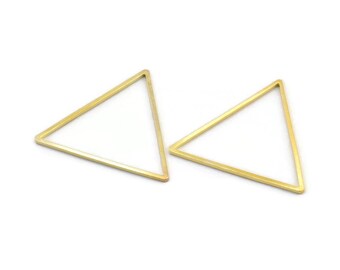 Gold Triangle Charm, 12 Gold Tone Brass Open Triangle Ring Charms (32x1mm) D1456