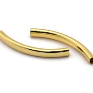 Gold Noodle Tube, 6 Vergoldete Messing Oval Gebogene Röhren (47x6x4mm) Sq19 Brc292 Q0306