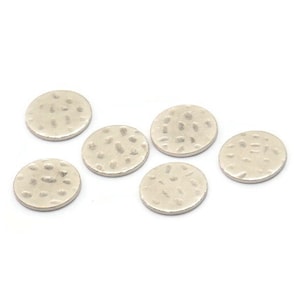 Silver Round Tag, 24 Hammered Antique Silver Plated Brass Round Stamping Blanks, Findings (10x0.80mm) M01504