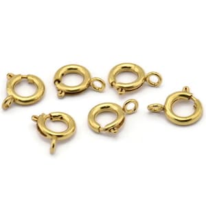 9mm Brass Clasps - 20 Raw Brass Round Ring Clasps (9mm) 1706 A0428