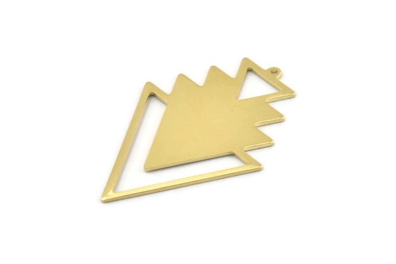 真鍮製トライアングルチャーム、ループ 1 個付き真鍮製ツリーチャーム