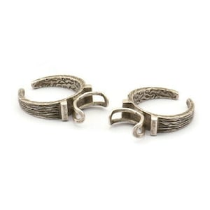Antique Silver Ring Setting, 1 Antique Silver Plated Brass Ring Settings With 2 Claws, Ring Blanks (21x27x1.6mm) U112
