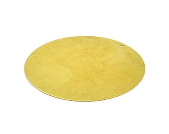 Huge Round Blank, 6 Huge Raw Brass Round Stamping Blanks with 1 Hole (52mm) A0600