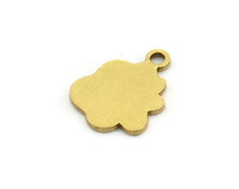Brass Cloud Charm, 50 Raw Brass Cloud Shaped Charms With 1 Loop, Earring Charms (10x8x0.60mm) A3494