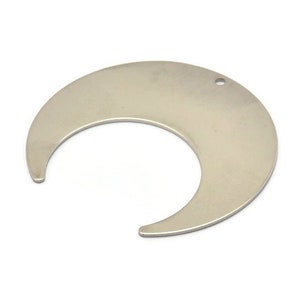 Steel Moon Charm, 8 Steel Moon Charms With 1 Hole (42x16x0.70mm) M02854