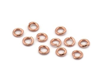 Anillo de salto de 6 mm, 100 anillos de salto de latón en tono oro rosa (6 x 1,2 mm) A1002