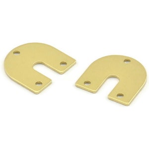 Brass U Shape Charm, 24 Raw Brass U Shaped Charms With 3 Holes, Blank (15x0.80mm) M330