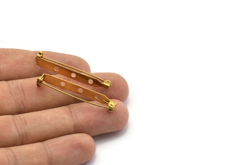 Brass Brooch Pin, 20 Raw Brass Brooch Pin Back Base Safety Pins With 3 ...