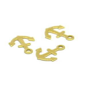 Brass Anchor, Sailor Charm, 100 Raw Brass Anchor Charms (12x9mm) Brs 629 A0198