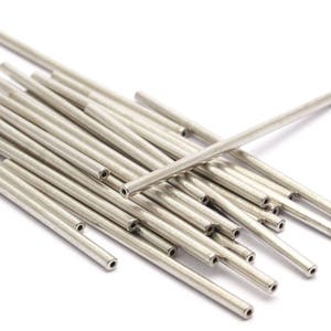 Silver Copper Long Tube, 20 Nickel Free Silver Tone Copper Long Tubes (50x2mm) D0446