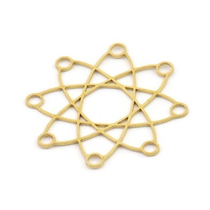 Brass Molecule Charm, 2 Raw Brass Atom Molecule Shaped Charms, Earring Charms (40x0.80mm) SMP1241