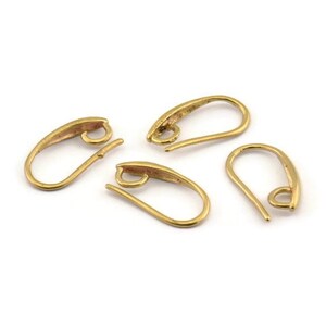 Brass Ear Hooks, 12 Raw Brass Earring Wires, Earring Hooks (15x8mm) BS 1710