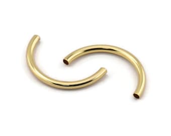 Rurki Noodle Curved, 4 półokrągłe rurki mosiężne pozłacane (3,5 x 41 mm) Bs 1631 Q0345