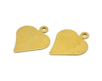 Heart Necklace Finding, 50 Raw Brass Heart Stamping Tags, Bedels, Bevindingen (16x13mm) A0532